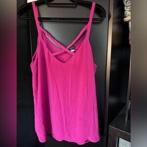 Torrid Fuchsia Flowy Camisole Top Featuring Criss Cross Design Size 2